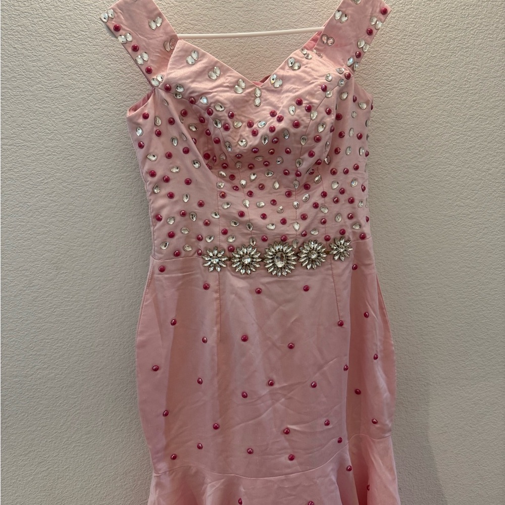 Pink Dress with Silver Embellishments